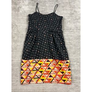 Xhilaration Dress Womens Medium Black Geometric Mixed Print Fit Flare Mini Zip